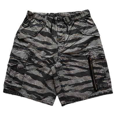 NOFAITH虎纹迷彩石磨酵洗短裤男夏季宽松休闲纯棉复古工装五分裤