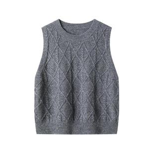 恒源祥秋季100纯羊毛马甲女款2025新款针织衫宽松背心女坎肩毛衣