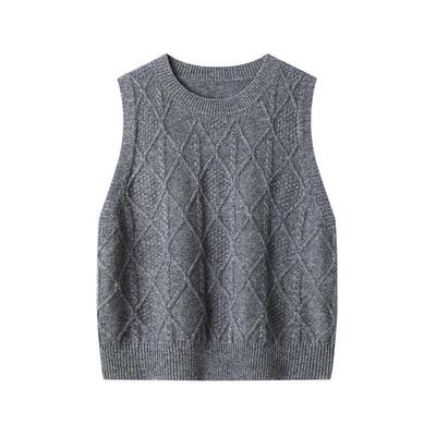 恒源祥春季100纯羊毛马甲女款2026新款针织衫宽松背心女坎肩毛衣