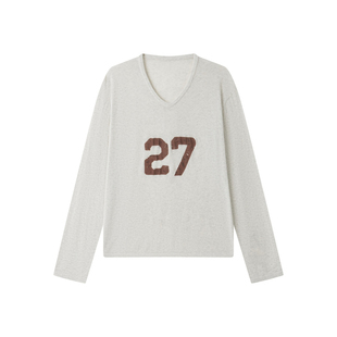 KeepSolo「懒人刚需」复古字母印花V领针织上衣26SS038