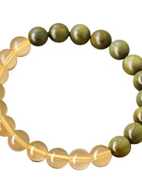 天然绿檀木黄水晶手串女款新中式半山半水手链手饰品朋友闺蜜礼物