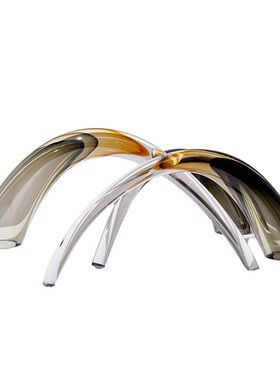 本墨 轻奢现代琉璃牛角摆件餐厅客厅玄关台面琉璃工艺品装饰摆件