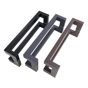 方管双弯不锈钢玻璃门亚黑大门把手拉丝玫瑰黑钛有框门KTV长拉手