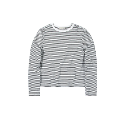 32支细条纹弹力T恤女长袖