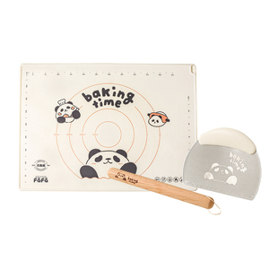 川岛屋熊猫硅胶揉面垫加厚食品级揉面板擀面杖家用三件套烘焙工具