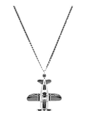 立体飞机钛钢蛇骨链男女项链吊坠