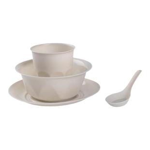 一次性稻壳餐具四件套加厚碗筷环保可降解饭店结婚酒席餐饮具套装