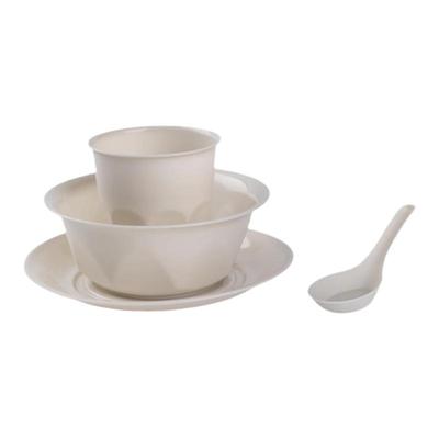 一次性稻壳餐具四件套加厚碗筷环保可降解饭店结婚酒席餐饮具套装