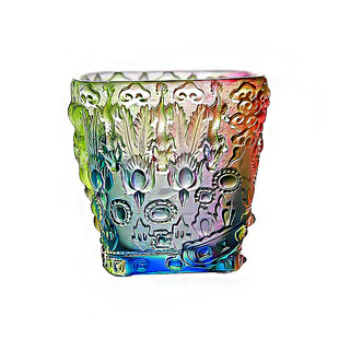 原创琉璃玻璃杯故宫九龙九凤水晶硫光雾白玻璃水杯酒杯泡茶杯子