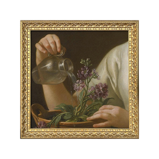 可可的画廊法式古典复古人物局部浇花图中古氛围感宫廷风装饰挂画