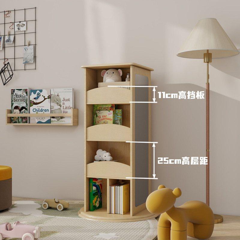 木制儿童多功能衣柜书架多层置物旋转落地镜收纳挂衣分类益智玩具