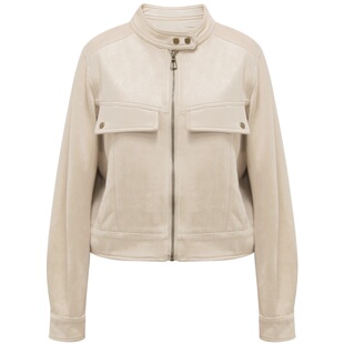 朵以2025秋季新款酷飒帅气复古立领正肩短款宽松仿麂皮夹克外套女