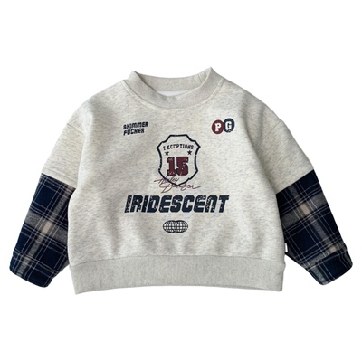 中小童加绒假两件卫衣秋冬套头衫