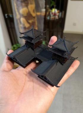 钰书房盆景假山摆件配件吸水石微景观假山上的小摆件双层古楼水陆