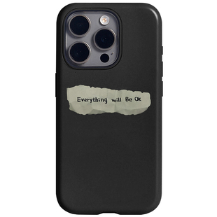 一切都会好的简约个性英文适用iphone17promax苹果16pro磁吸磨砂手机壳创意15pro个性14全包防摔13双层保护套