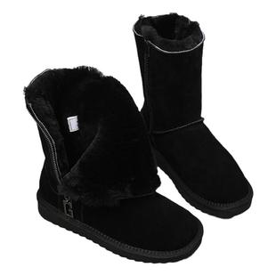 aUGGh男款雪地靴男士加绒保暖拉链款中筒靴大码东北厚棉鞋АUGGН