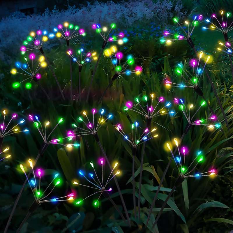 新款太阳能烟花灯户外防水景观灯LED圣诞节日氛围庭院花园草坪灯