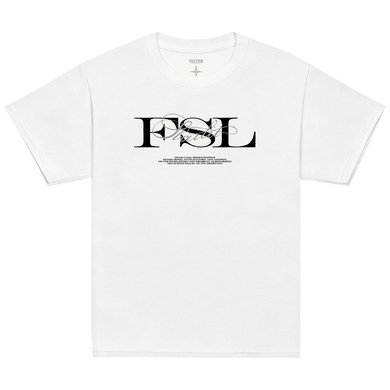 FEELSOUL 休闲文字印花常规舒适短袖T恤男女同款百搭白色户外