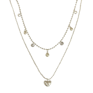 《月亮酿的梦》爱心吊坠叠戴银色项链高级感锁骨链小众设计2026款