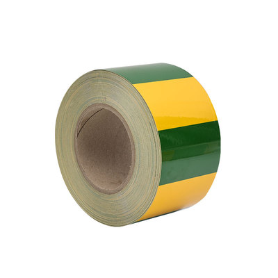 黄绿警示胶带竖纹5CM10CM竖纹警示胶带电力扁铁专用接地反光胶带