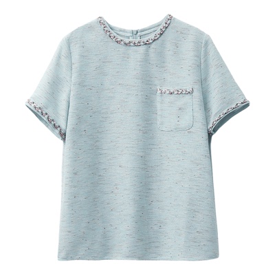 26春夏『云粉金羽纱』古法经纬绞纱  纯手工珠片小香上衣