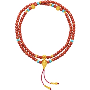 周六福黄金手串男女黄金镶嵌定价九华山谛听绿松石王楚然新年礼物