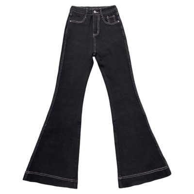 加绒牛仔裤高腰长裤喇叭裤