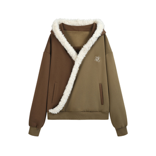 CRICLE CAGE环洞 藏族毛领加绒民族街头秋冬卫衣