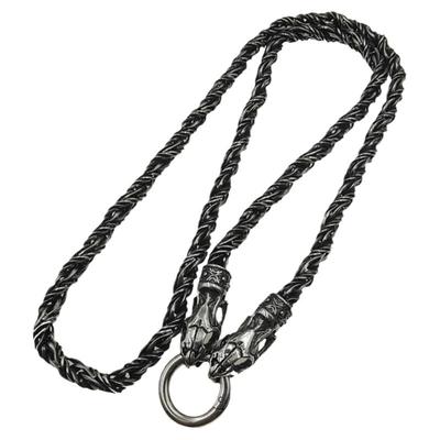 嘻哈朋克蛇头扣重工复古钛钢项链