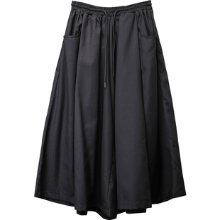 小众原创暗黑设计A摆阔腿裤男武士裤山本风九分裤宽松发型师裙裤