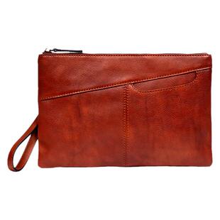 慢时光商务通勤头层牛皮手拿包男士真皮手包复古信封包简约手机包