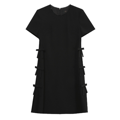 白鹿语设计感蝴蝶结小黑裙