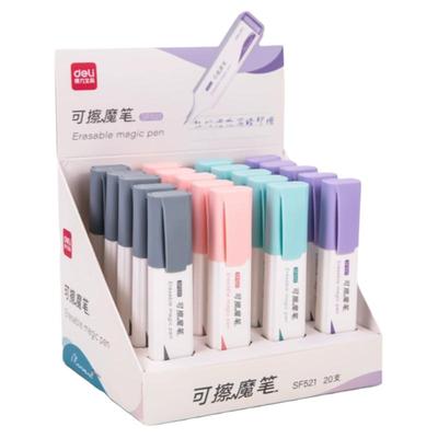 得力魔笔大容量晶蓝消字笔