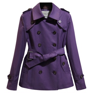 紫色短款风衣外套女2026春秋新款小个子早春流行品牌女款春季女士