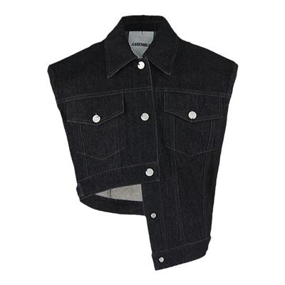 455EMBLE｜披荆斩棘 蓝正龙同款 不对称立体褶皱牛仔马甲外套秋冬