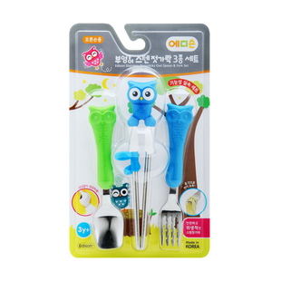 爱迪生edison宝宝勺子叉子套装婴儿训练餐具儿童练习筷子学习筷