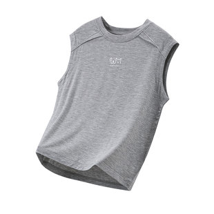 『贴身穿凉嗖嗖』儿童莫代尔t恤男女童无袖t恤青少年大背心运动