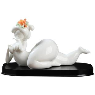 东方泥土《国色天香》德化白瓷陶瓷美女雕塑工艺品 家居客厅摆件