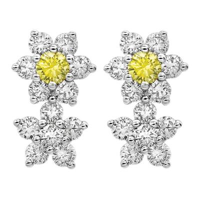 Flourishan/富煜钻钻石并蒂花耳钉14k金钻石耳饰培育钻石生日礼物
