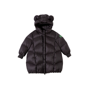 Amila女童三防羽绒服中长款儿童宝宝加厚保暖外套连帽中小童冬装