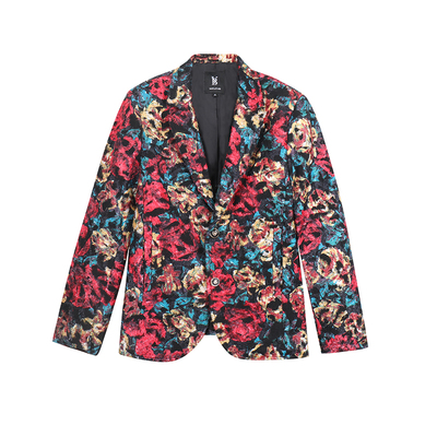 印花西装碎花刺绣新郎西服