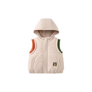 童泰宝宝马甲冬季夹棉儿童衣服男童女童休闲外出连帽上衣马夹坎肩