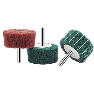 6柄百洁布带柄夹砂布磨头 抛光拉丝轮 飞翼轮 纤维磨头红夹砂绿色