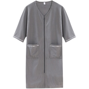 男士睡裙春夏薄款连体睡衣加肥加大码居家服宽松一体式浴袍洗澡用