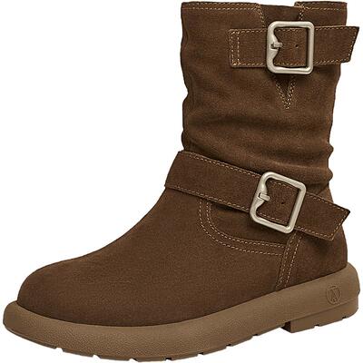 TATA他她复古机车短靴女靴加绒西部靴牛仔靴冬季新款靴子CGY03DZ4