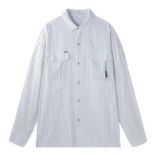 BJHG不计后果条纹长袖衬衫外套男春季新款休闲上衣百搭叠穿衬衣女