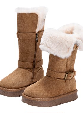女童雪地靴冬季加绒加厚保暖棉靴