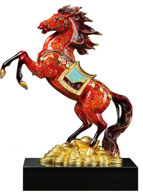 大漆工艺铜马摆件乔迁开业礼物