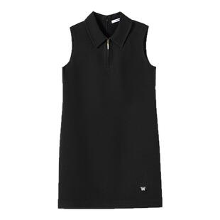 朗姿25二醋酸法式无袖polo领衬衫短款连衣裙气质时尚高级感夏季女