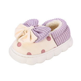 儿童棉拖鞋2025新款女孩女童蝴蝶结宝宝拖鞋冬季女宝宝包跟家居鞋